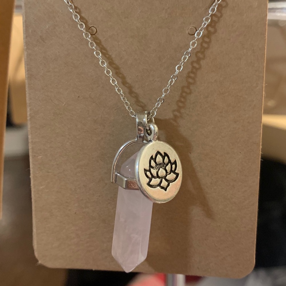 Rose Quartz and Lotus necklace